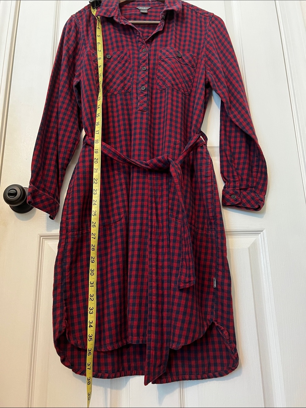 Eddie Bauer Women’s Fremont Flannel Wine Colored Shirt Dress in Sz. Medium - Picture 4 of 11